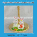 Easter decor ceramic utensil holder in rabbit shape